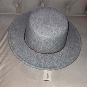 Francesca's Collections Gray Hat with Gold Accent
